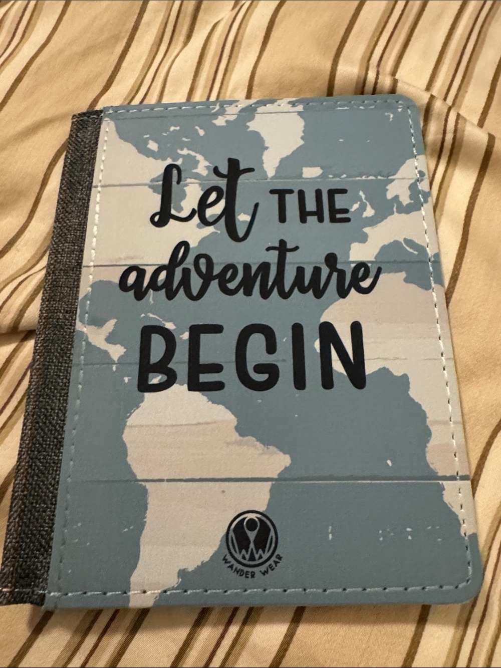 Let The Adventure Begin Passport Holder - Blue Map